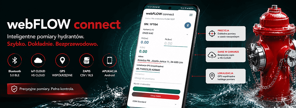 webFLOW connect aplikacja do badania hydrantów
