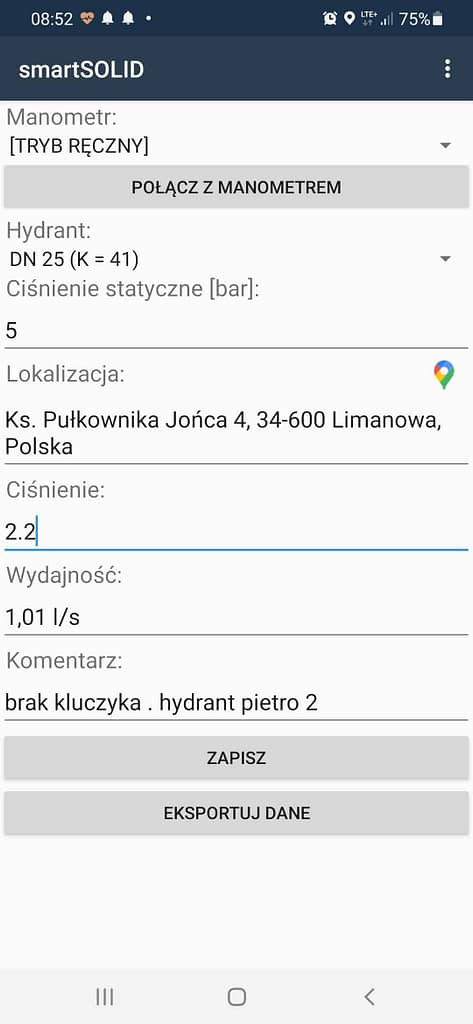Aplikacja do wydajności hydrantów